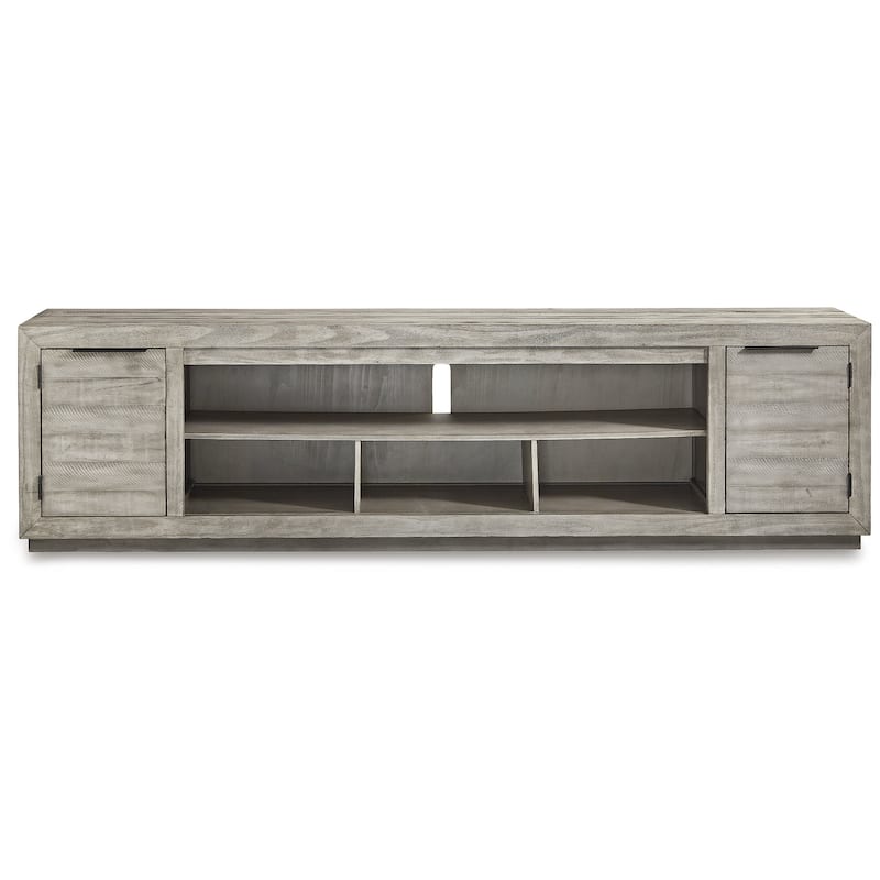Signature Design by Ashley Naydell Gray Extra Large TV Stand with Fireplace Option - 92 inches in width