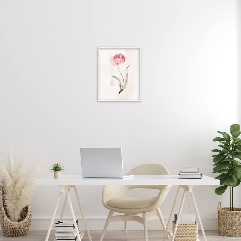 Stupell Pink Blossom with Leaves Framed Giclee Art Design By Kristen Brockmon