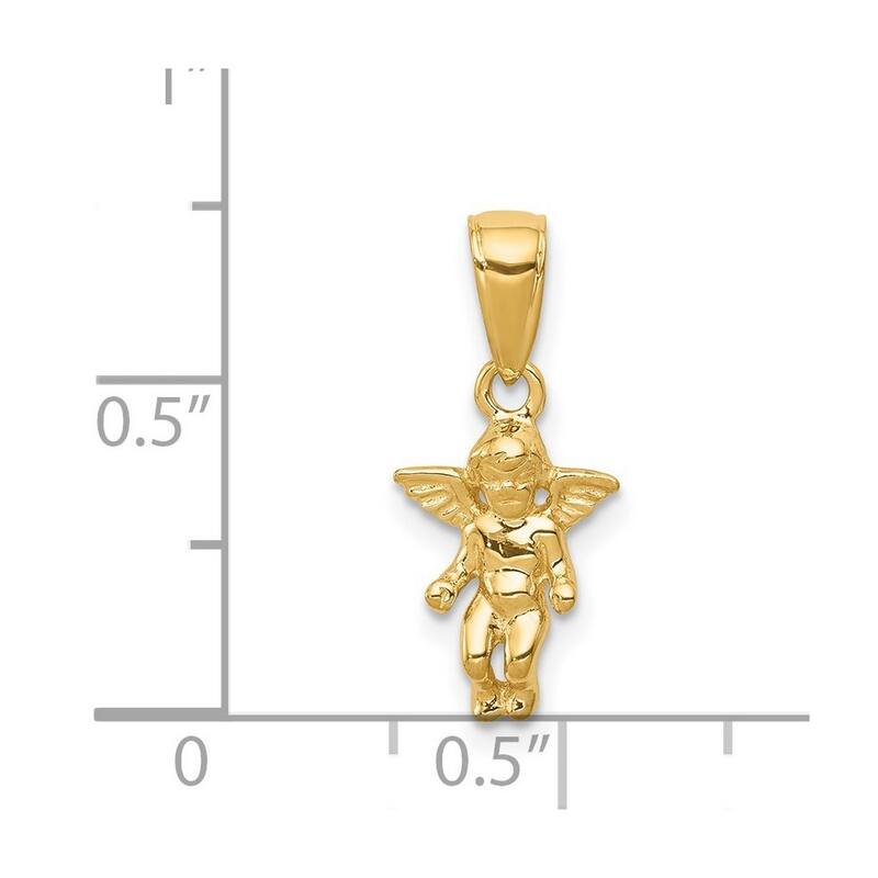 Curata 14k Yellow Gold18" Solid Polished Small Guardian Angel Pendant Necklace - 19.4x9.2mm