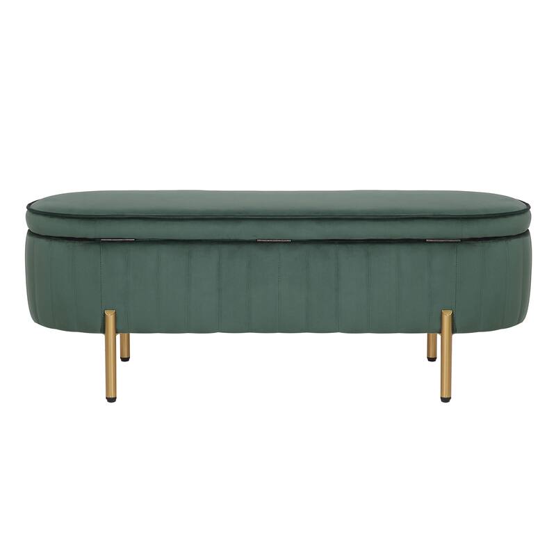 Porthos Home Vrai Storage Ottoman Bench, Velvet and Gold Legs