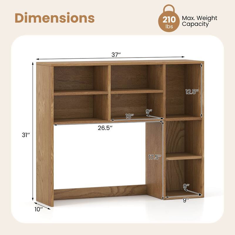 Costway Desktop Bookshelf Desk Storage Hutch with 7 Open Cubbies & 3 - See Details