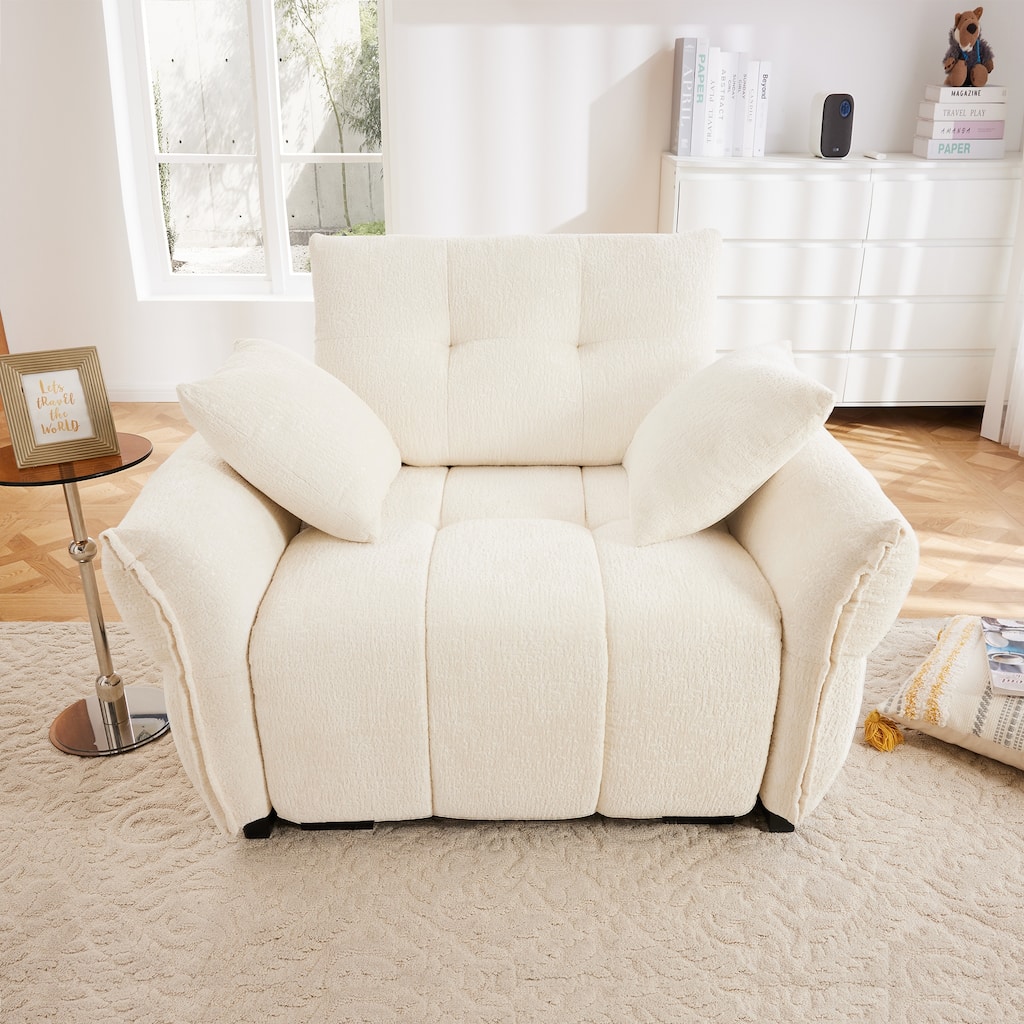 Roomfitters 47" Single Seater Modular Sofa, Ergonomic Deep Seat Chenille Armchair with Pillows