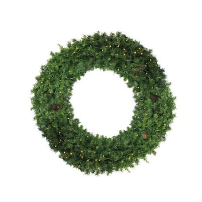 Pre-Lit Dakota Red Pine Artificial Christmas Wreath, 48-Inch, Clear Lights