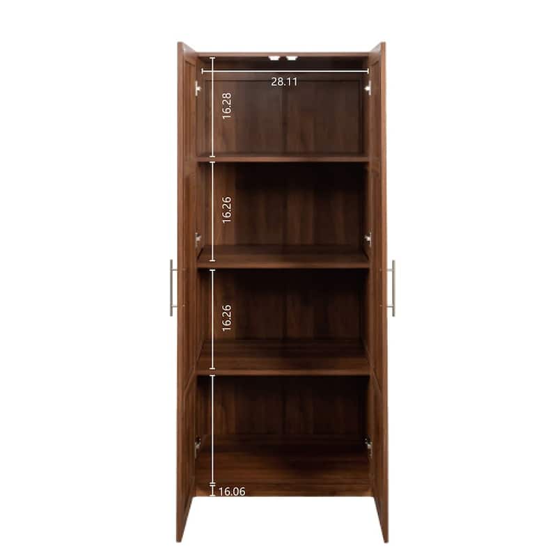 Freestanding Tall Kitchen Pantry Storage Cabinet with 2 Doors & 3 Shelves