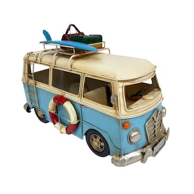 M VW Blue Metal Bus Décor