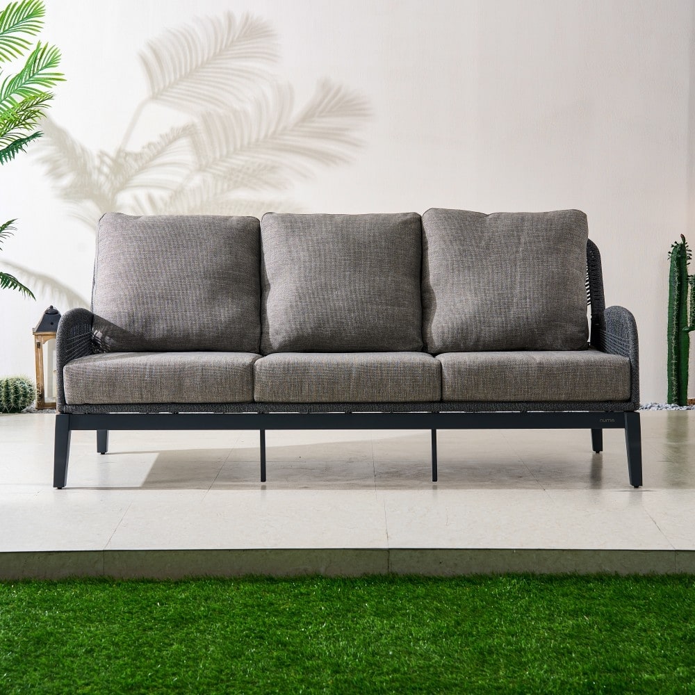 Modern Outdoor Aluminum Sofa with Removable Rope Olefin Cushions Design