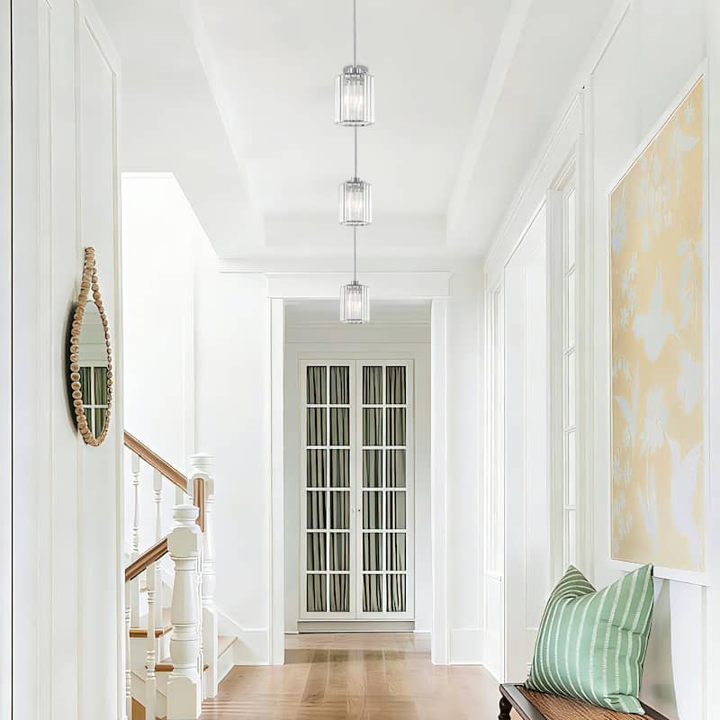 1-Light Crystal Pendant Lighting Fixtures for Sloped Ceiling