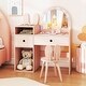 preview thumbnail 13 of 20, Costway Princess Bunny Makeup Table with Lighted Mirror, Open Shelves - See Details