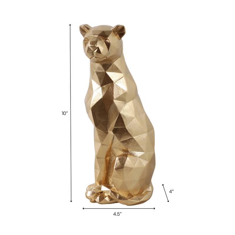 Resin Geometric Leopard Decorative Figurine - Gold - 10.0"