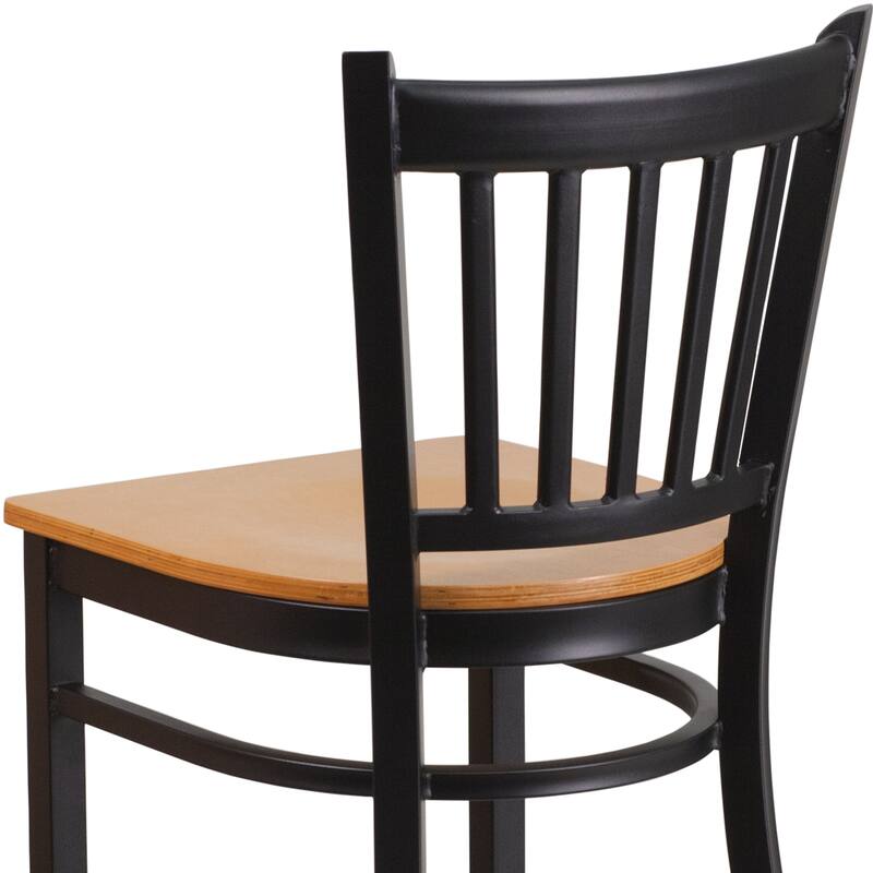 Vertical Back Metal Restaurant Barstool - 16"W x 18.625"D x 42"H - 16"W x 18.625"D x 42"H