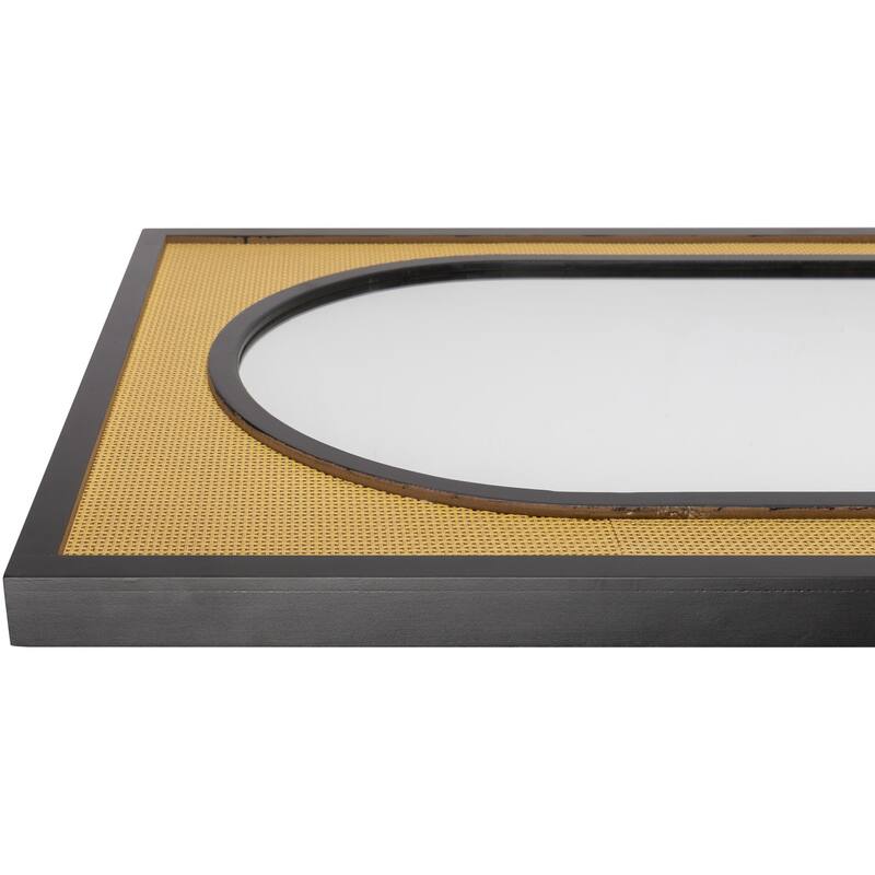 Matheo Modern Boho Cane & Black Rectangular Wall Mirror