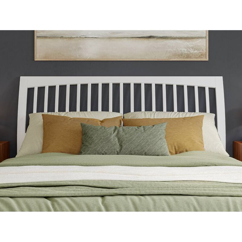 King Platform Bed - Solid Wood Low Profile Design - White Finish - Modern & Elegant