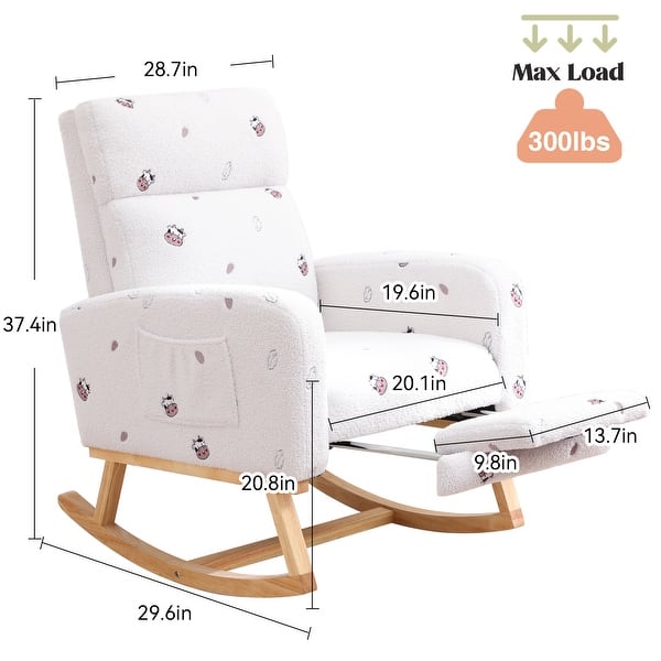 dimension image slide 2 of 15, HOMYKA Rocking Chair for Nursery with Footrest