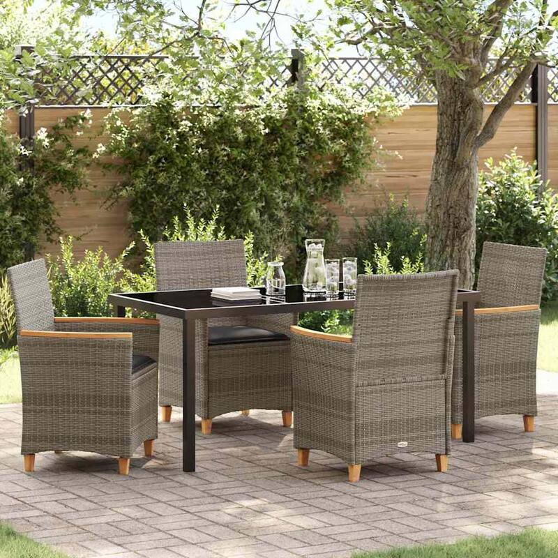 vidaXL Garden Dining Set Poly Rattan - Grey-21.65x23.62x36.61 in.