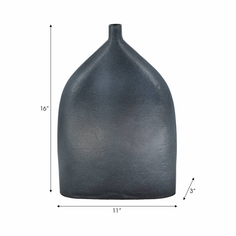 Decorative Sleek Sculptural Metal Vase - Contemporary Flower Vase