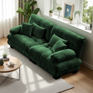 94" Cloud Couch 2-Seater Sofa, Chenille Fabric, Deep Seat with 2 Lumbar ...