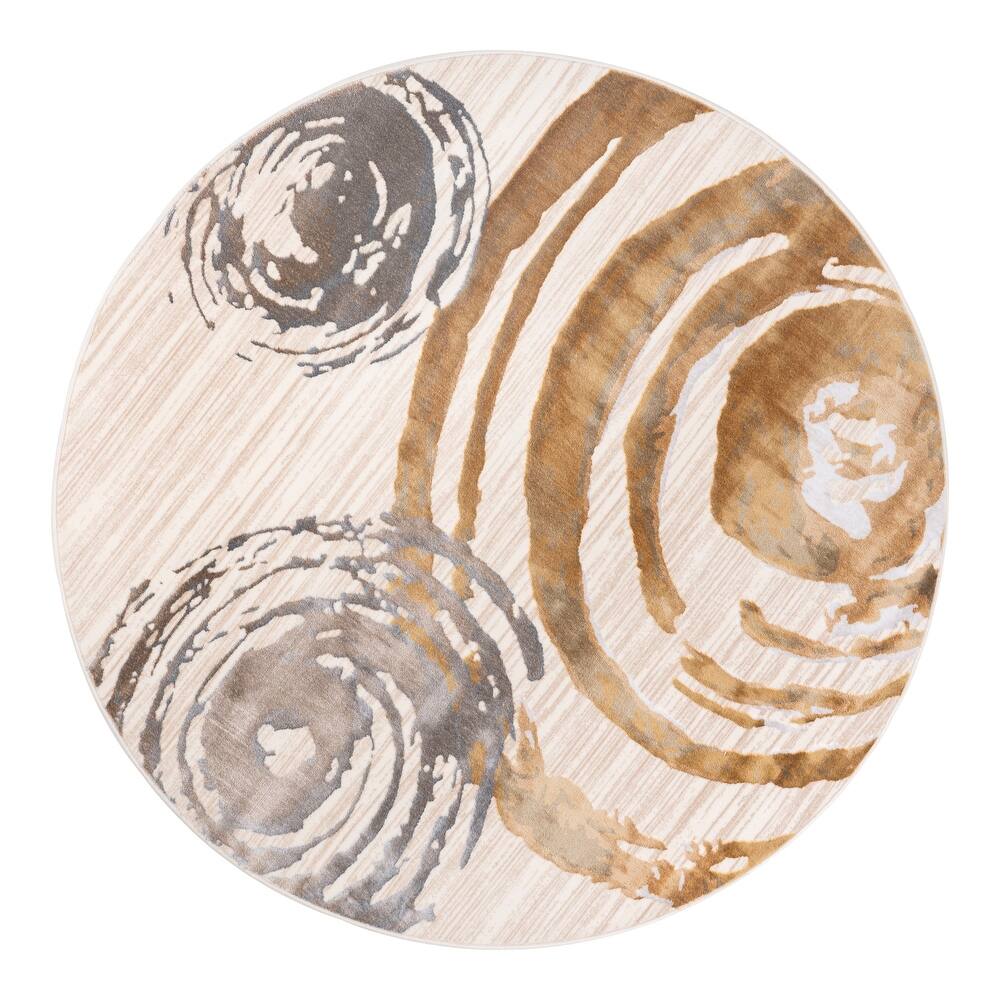 London Collection Cream/Gold Geometric Area Rug