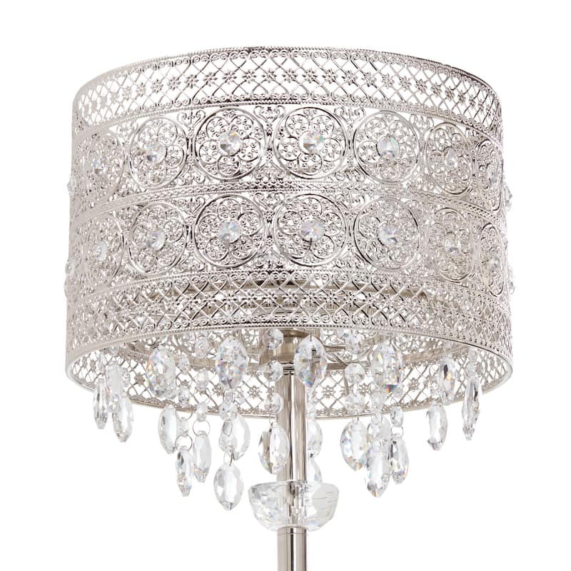Silver Orchid Brielle Polished Nickel and Crystal 1-light Buffet Table Lamp - 12.2"L x 12.2"W x 28.75"H