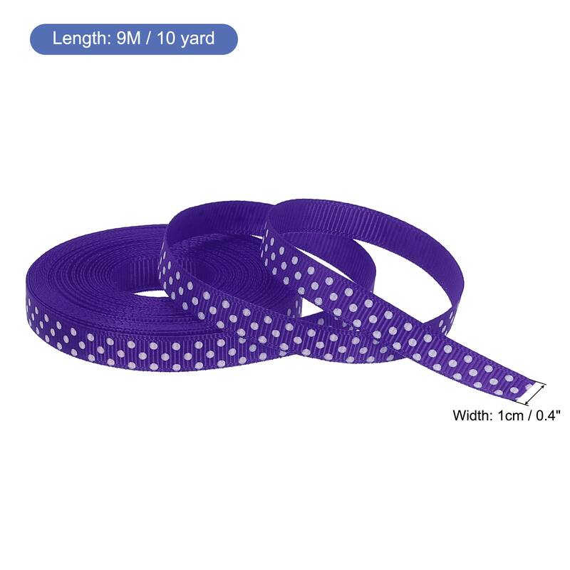 Grosgrain Ribbons with Dots Ribbon Bow Decoration - Dull Purple - 10 Yards 3/8 Inch