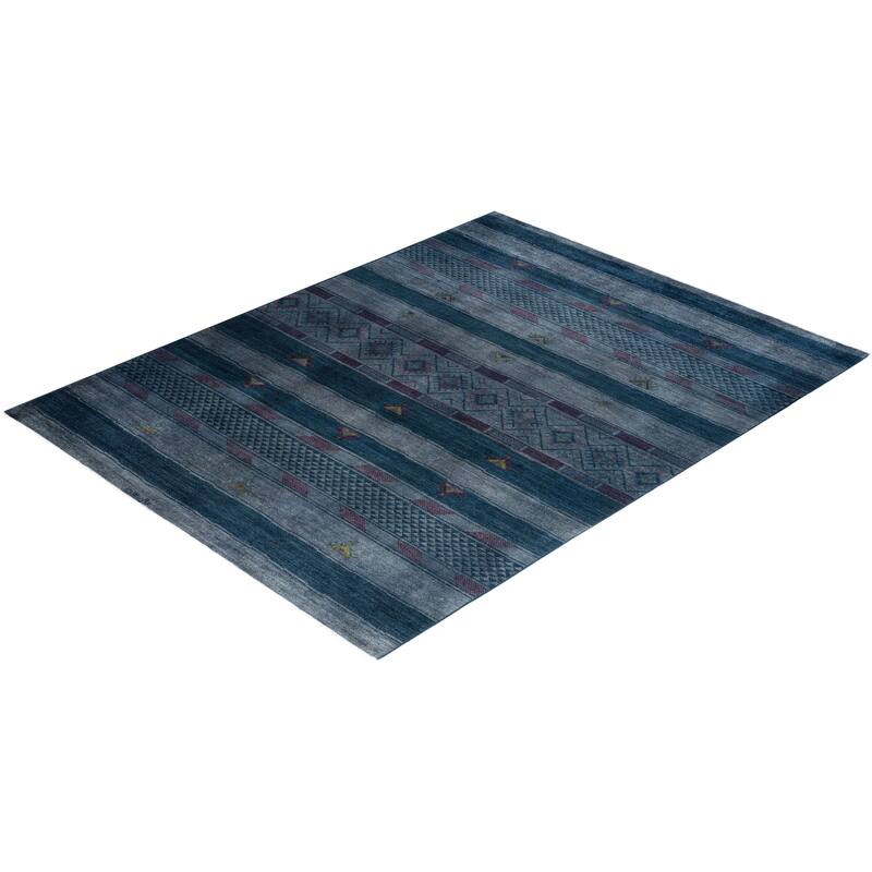 Modern One-of-a-Kind Hand-Knotted Area Rug - Gray, 9' 1" x 11' 10" - 9' 1" x 11' 10"