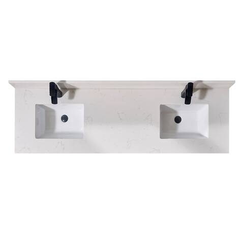 Altair 73 in. Engineered stone Vanity Top in Milano White with White Sink