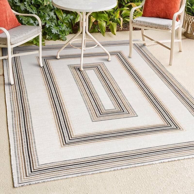 JONATHAN Y Reversible Eryx Classic Nautical Mitre Stripe Machine-Washable Indoor/Outdoor Rug