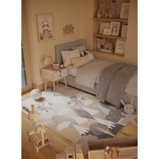 Ginza Six Washable Mountain Aviators Black Grey Kids Rug