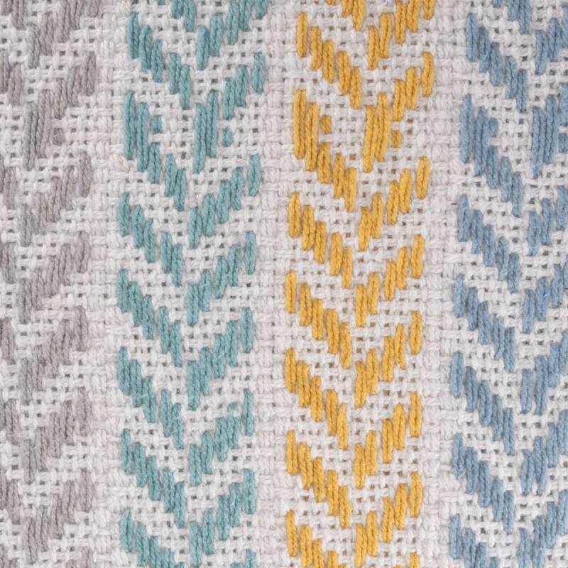 HomeRoots 18" X 18" Yellow And Teal 100% Cotton Striped Zippered Pillow