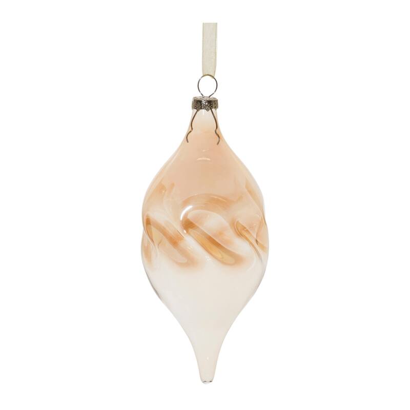 Swirled Glass Christmas Drop Ornaments - 5" - Amber - 12ct
