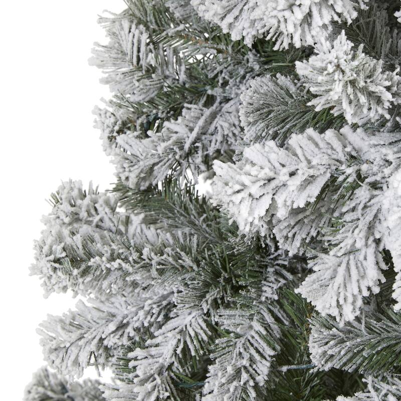 8ft. Flocked Fir Artificial Christmas Tree - Towering Snow-Kissed Holiday X-Mas Centerpiece