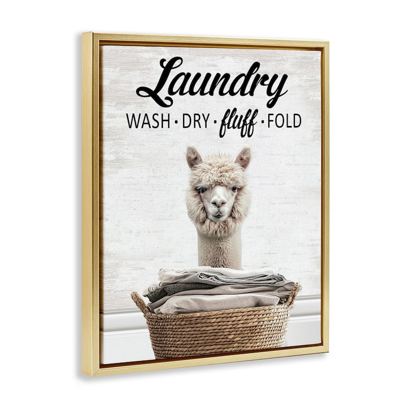 Stupell Wash Dry Fluff Laundry Framed Floater Canvas Wall Art Design By Lettered and Lined