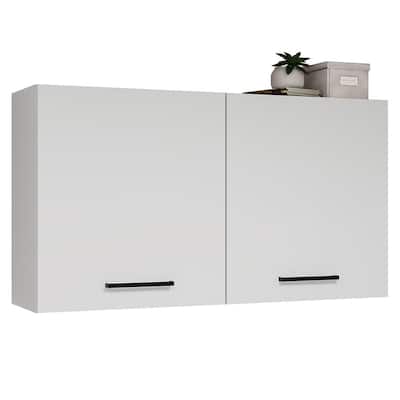 Madesa Office Storage Cabinet with 2 Doors Wooden Organization Unit for Office Supplies, Documents, Files, Home Office - White