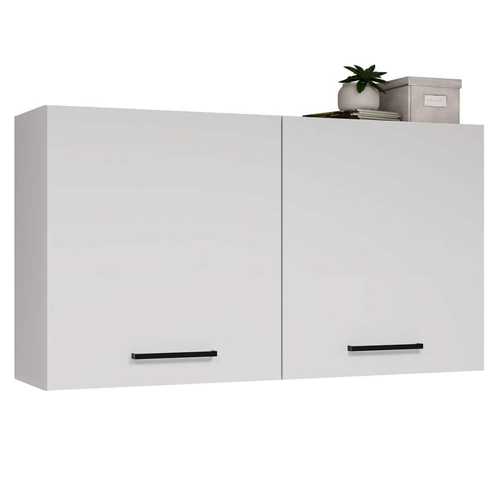 Madesa Office Storage Cabinet with 2 Doors Wooden Organization Unit for Office Supplies, Documents, Files, Home Office - White