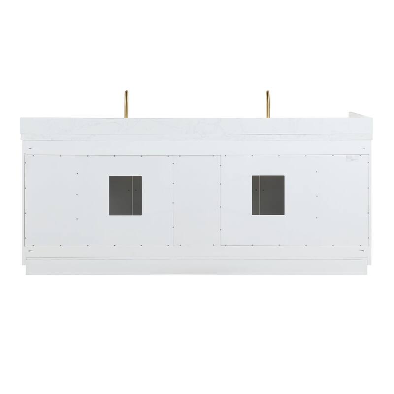 Altair Gavino Bath Vanity with Grain White Composite Stone Top and Mirror
