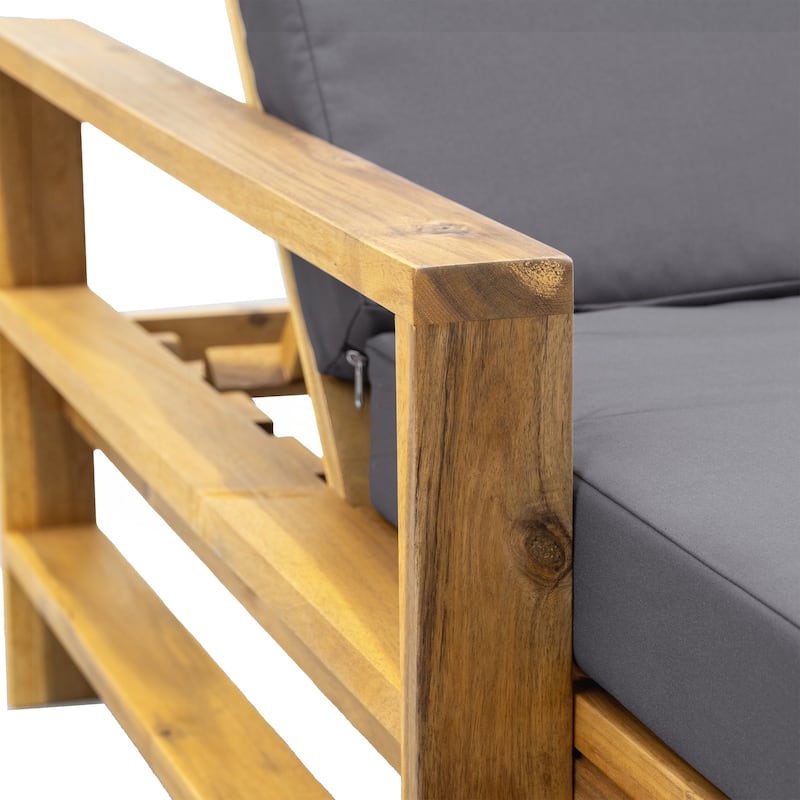Acacia Wood Adjustable Backrest Outdoor Lounge Chair