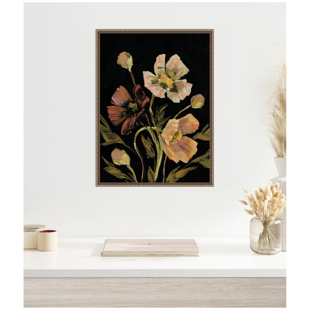 Kate and Laurel Sylvie Moody Floral 5 Framed Canvas by Annie Quigley