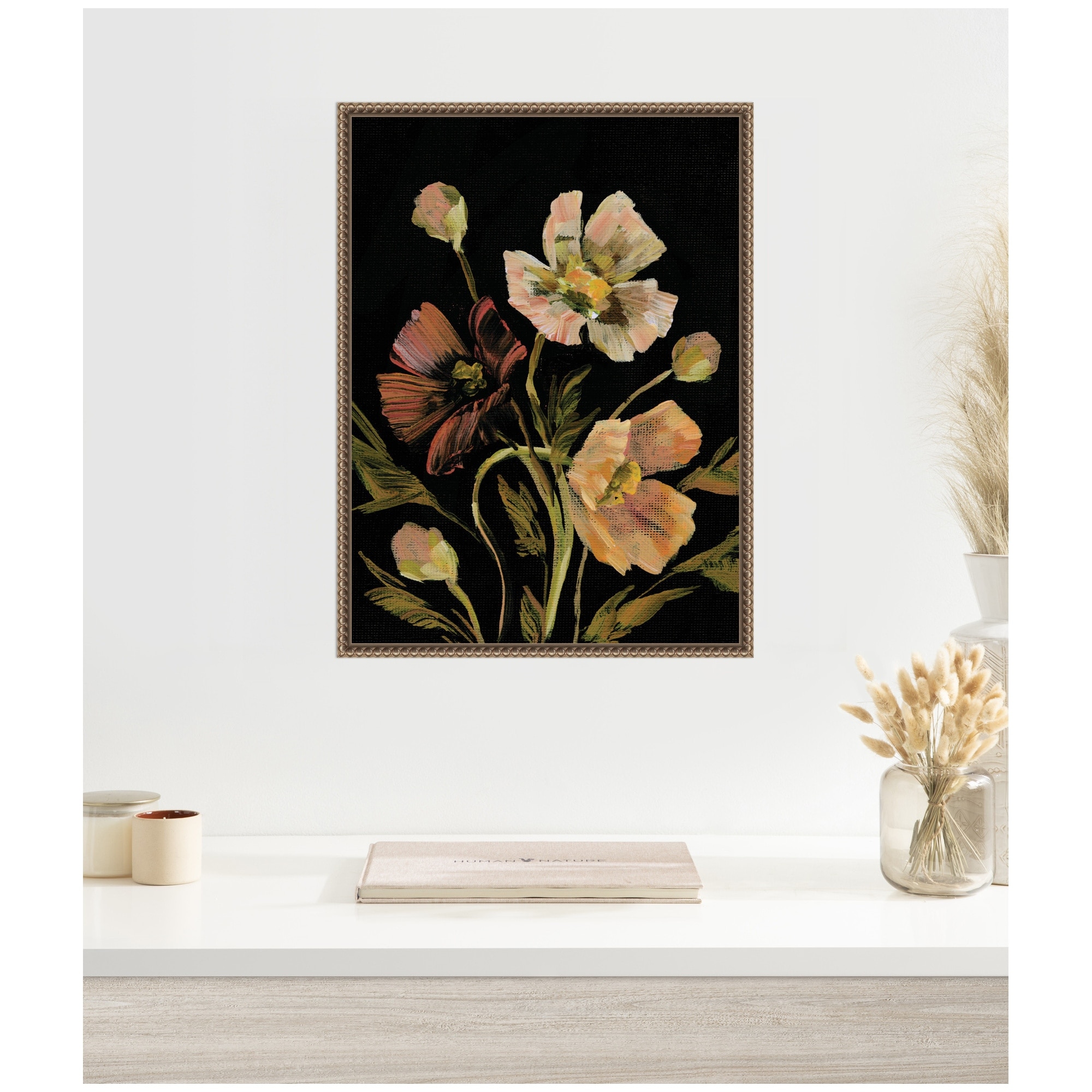 Kate and Laurel Sylvie Moody Floral 5 Framed Canvas by Annie Quigley