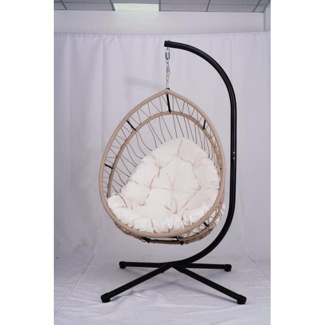Foldable Swing Egg Chairs Hanging Basket Swing Hammock Chairs Hanging Rocking Chair Lounge Chair with Stand for Indoor Outdoor