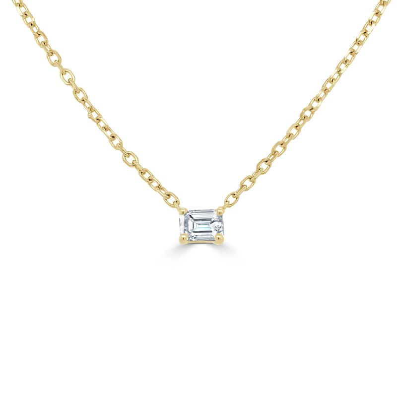 Joelle Collection Diamond Emerald Cut Necklace 14K Gold 0.20ct - Adjustable Length - Yellow