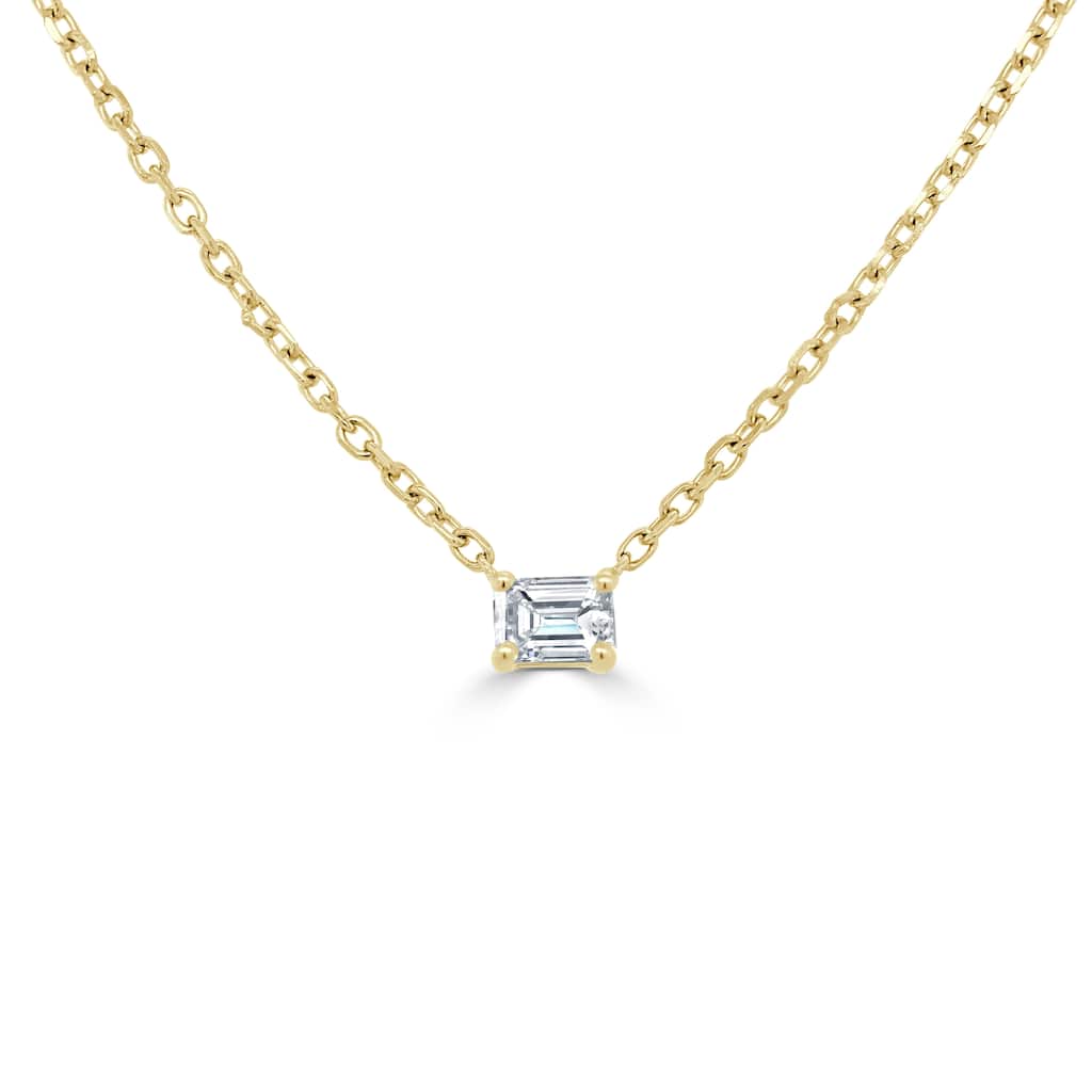 Joelle Collection Diamond Emerald Cut Necklace 14K Gold 0.20ct