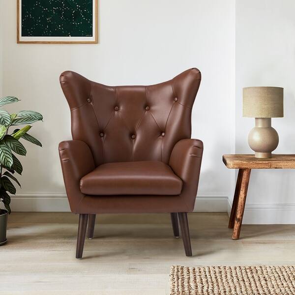 Leonhard Mid-century Modern Leather Comfy Living Room Armchair