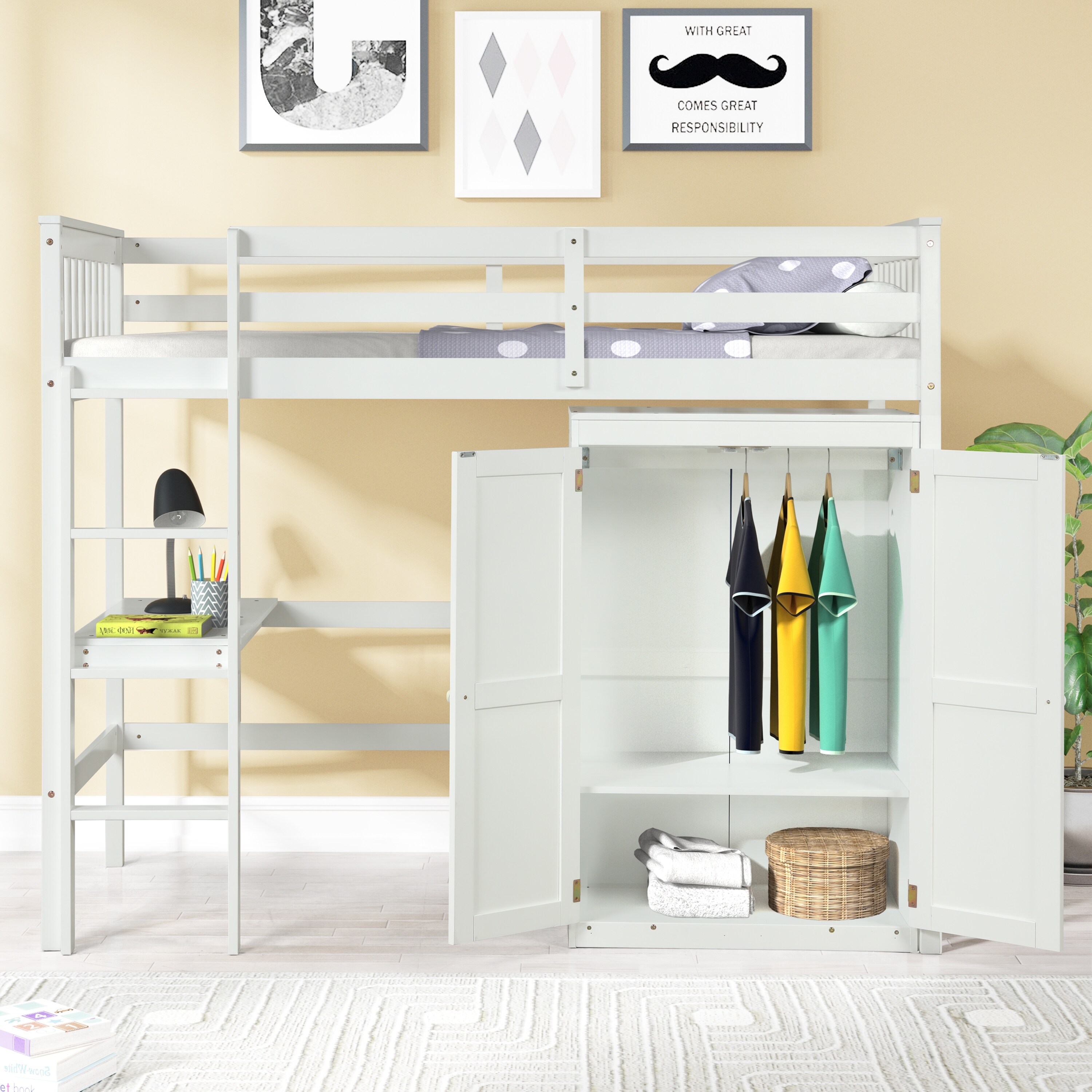 Loft bed with wardrobe sales