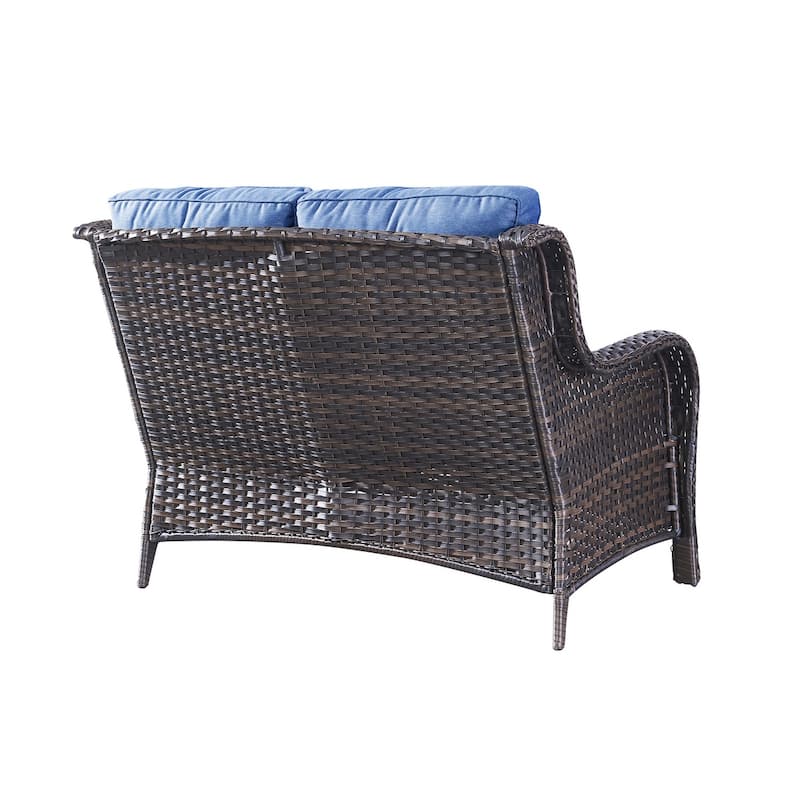 Outdoor Highback Wicker Loveseat Sofa For Home Garden Bed Bath
