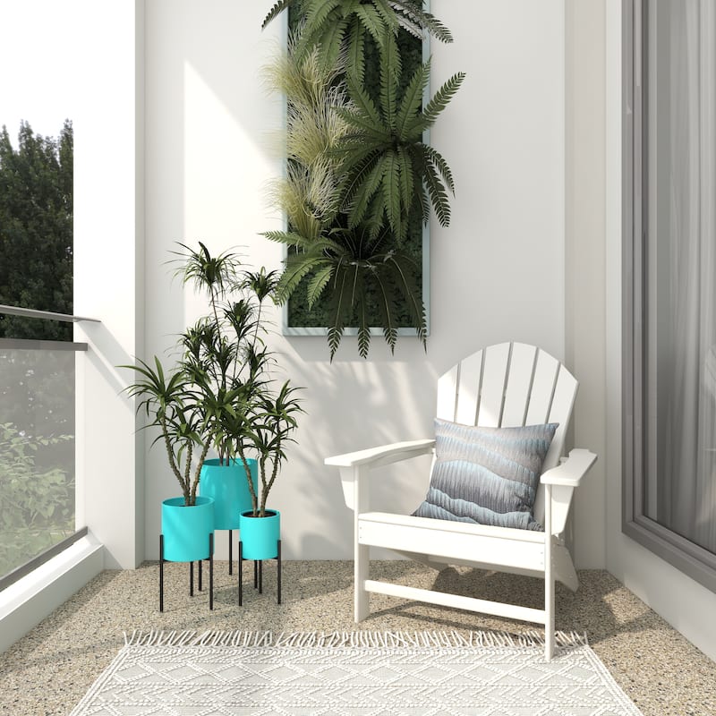 Metal Indoor Outdoor Planter with Removable Stand - Set of 3 Gold, Silver, Black, White, Teal, Yellow - Roche River Decor