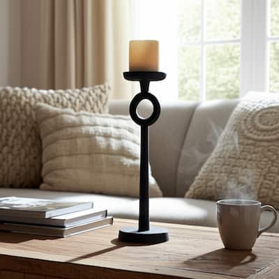 Metal Candle Holder - Contemporary Black Aluminum Narrow Candle Holder for Home or Office Decor