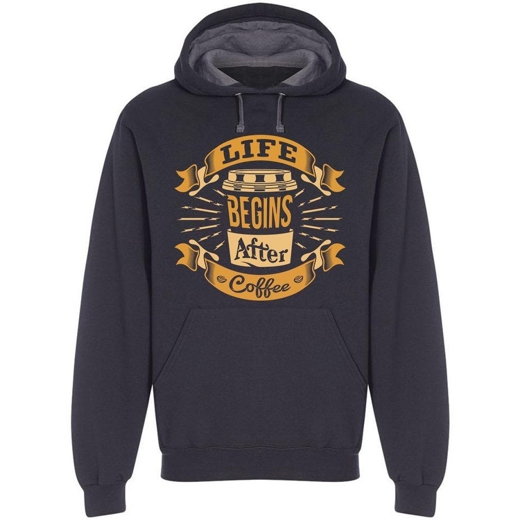 Life Begins After Coffee Drawing Hoodie Men's -Image by Shutterstock