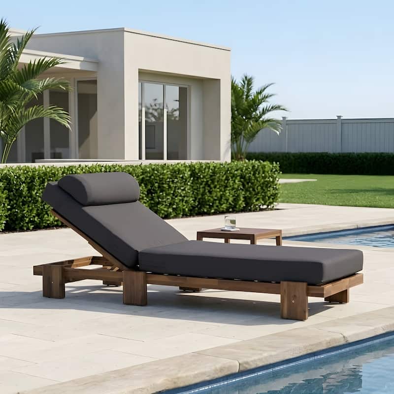 78.8-inch Outdoor Patio Lounge Chair with Adjustable Recliner, Headrest, and Retractable Side Tray