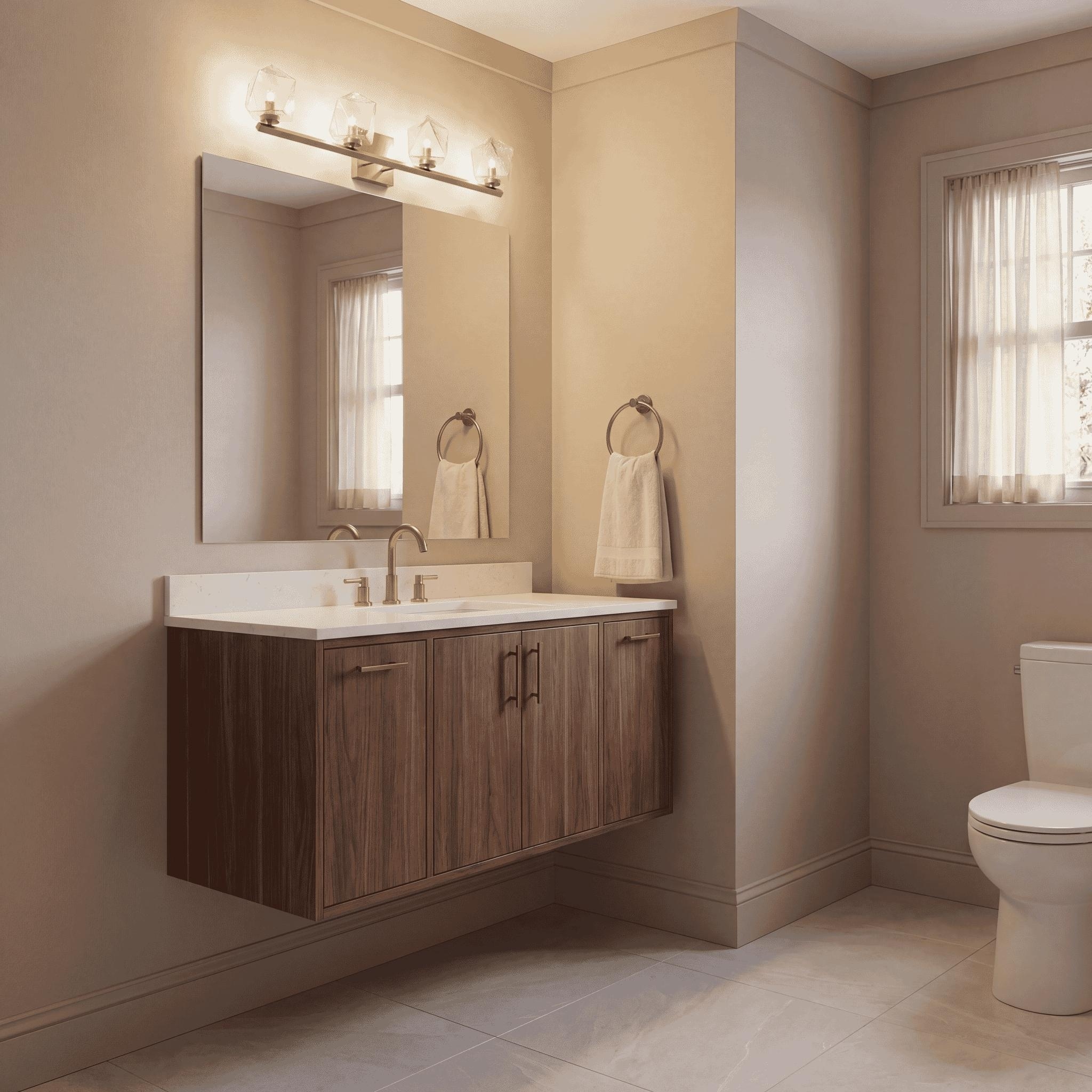 Castello 4-Light Bathroom Vanity Light in Warm Brass