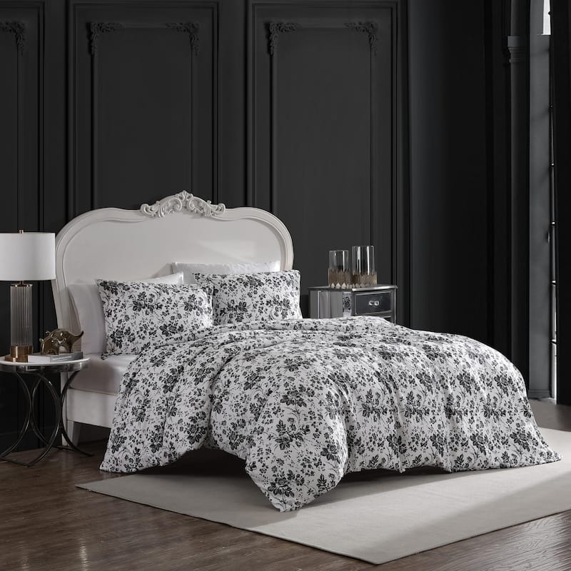 Betsey Johnson Betseys Toile Reversible Black Duvet Cover Set