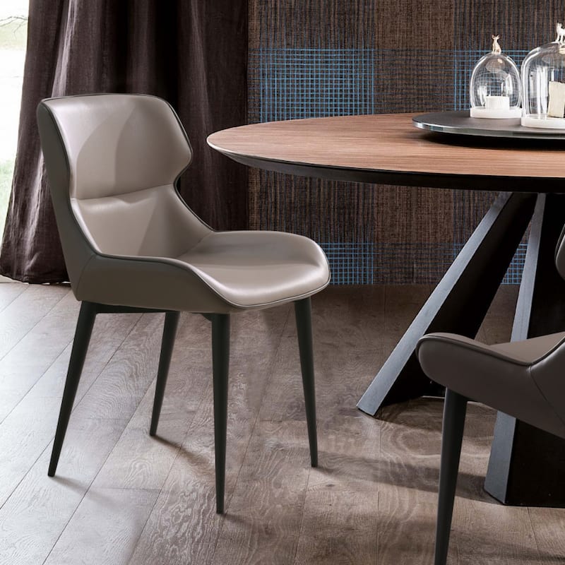 Grey and Black Faux Leather Dining Chair for Living Room and Office - 24" x 20" x 33"